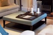 Bespoke ottoman with wooden shelf