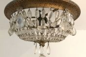 STUNNING OLD FRENCH BRASS AND CRYSTAL CHANDELIER