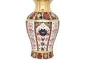 20.5cm Golden Passiflora Vase Royal Crown Derby Old Imari 1128